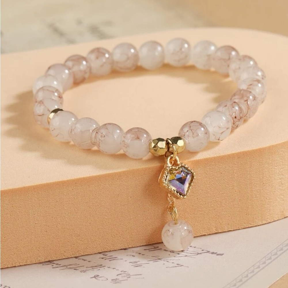 NWT•GOOD KARMA CARNELIAN QUARTZ DANGLING BEAD BRACELET•NEW